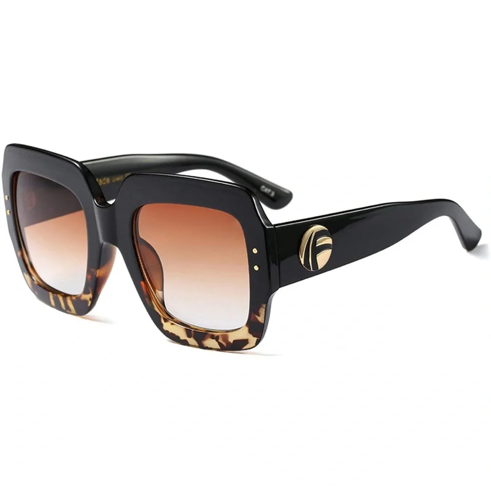 Oversized  TRENDY BLACK & LEOPARD VENICE Sunglasses * NEW *
